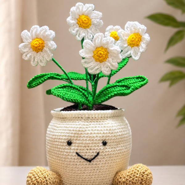 Crochet Daisy Bloom Planter