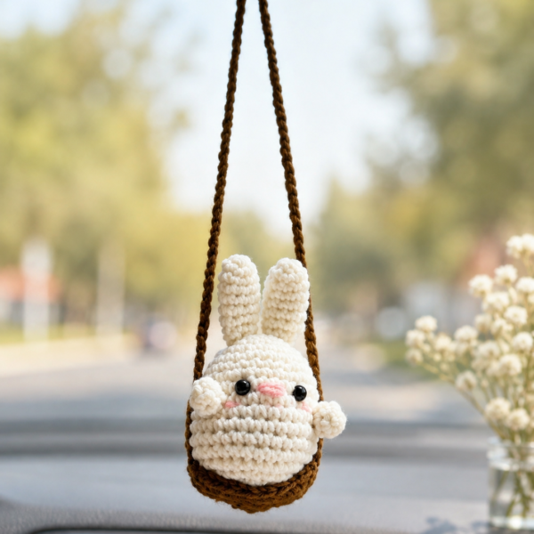Crochet Bunny Car Hanging