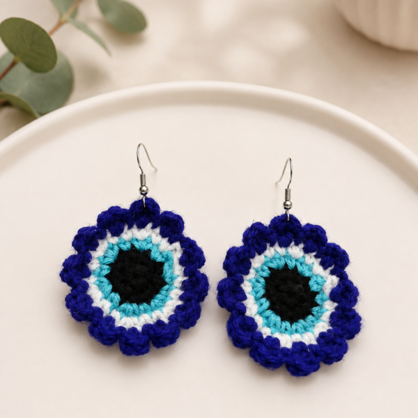 Crochet Evil Eye Earrings