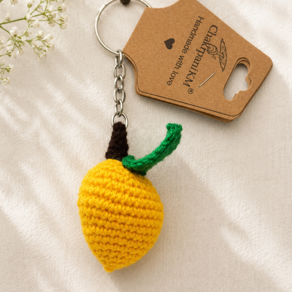 Crochet Mango Keychain