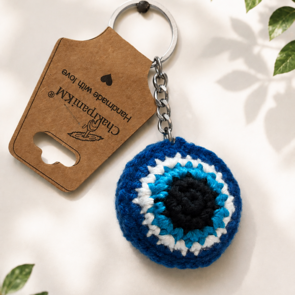 Mini Evil Eye Crochet Keychain
